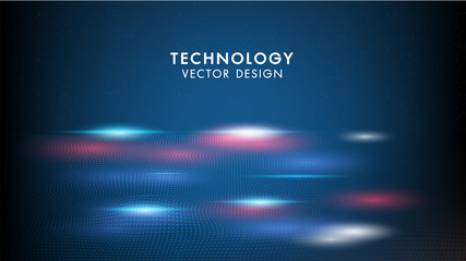 Wall Mural - abstract technology background geometric waves and communication with connecting dots and lines. sen