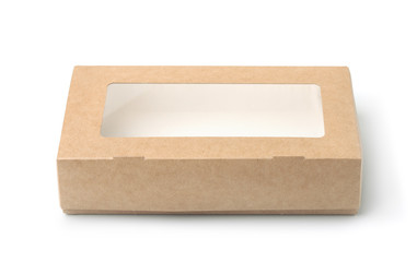 Wall Mural - Front view of kraft paper box with transparent window