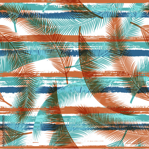 Decorative coconut palm leaves tree branches over