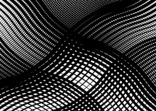 Texture, Pattern With Wavy, Waving Grid, Mesh Of Lines. Billowy, Zig-zag (criss-cross), Undulating Stripes, Streaks. Abstract Geometric Background