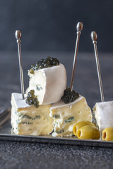 Sticker - White and blue mold cheese with black caviar