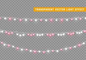 Christmas lights isolated realistic design elements.