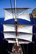 Sailing with a tall ship in the mediterranean sea