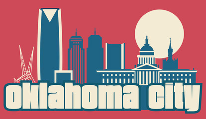 Fototapete - Oklahoma City USA skyline