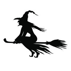 Sticker - Vector illustrations of silhouette Halloween evil witch