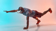 © Friends Stock - Sport in a new way. Full length of young african man in sports clothing doing plank while wearing virtual reality glasses