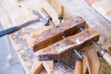 Vintage woodworking tools in the workshop