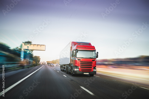Cuadros en Lienzo Lorry driving on motorway M1 United Kingdom