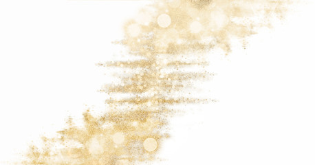 Wall Mural - golden glittering tinsel. festive shiny sparkles isolated on white background