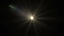 Optical Lens Flare Effect,yellow Light That Turns On And Off, Zooms In And Out On Dark Background.Blinding Light At Night That Can Be Used To A Lighthouse, A Car,spotlight, End Of The Tunnel, Lantern