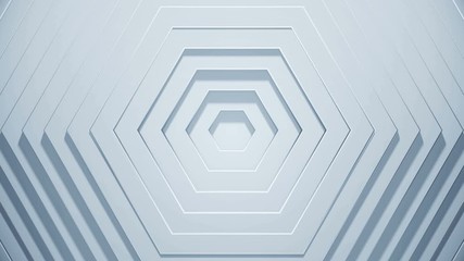 Wall Mural - hexagons 3d geometric abstract background. simple wave animation come from center. clean and modern 