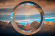 canvas print picture - Wide shot of the sky with thick clouds and futuristic circle