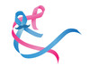 Breast and prostate cancer awareness ribbons. Pink and blue ribbon isolated on white background.