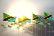 cute many Tanzania flags in a row on sunset with empty space for content - any feast flag 3d illustration..