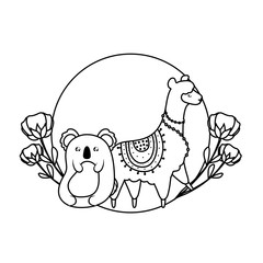 Sticker - cute koala with alpaca baby animals kawaii