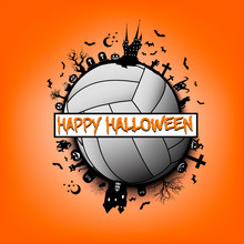 Happy Halloween And Volleyball Ball