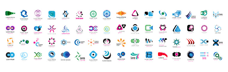 abstract logo and icon set. elements collection isolated on white - vector. flat icons for business 