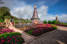 Background View Of Close-up Tourist Attractions, Landmark In Chiang Mai, Near Doi Inthanon (Pra Mahatat Noppamethanedon And Pra Mahatat Nopphonphusiri), Thailand.