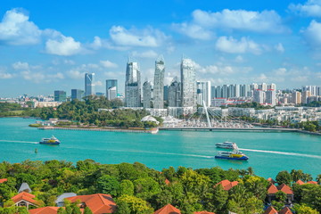 Wall Mural - The beautiful blue sky of Singapore.Beautiful Singapore city.