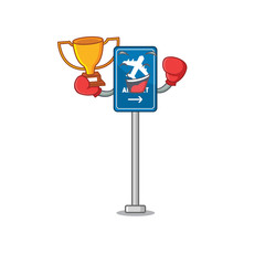 Sticker - Boxing winner airport sign toys in cartoon shaped