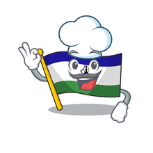 Chef Flag Lesotho Hoisted On Cartoon Pole