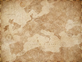 Fototapeta Mapy - Vintage Europe map retro background. Based on image furnished from NASA.