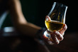 Hand holding a Glencairn whisky glass