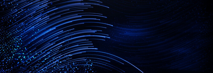 Wall Mural - high speed. abstract technology and science blue background. panoramic modern technology background.