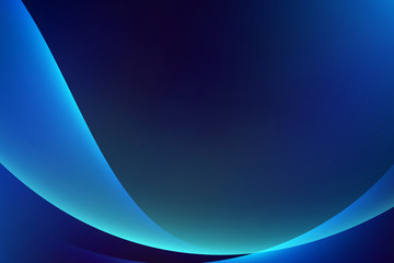 Wall Mural - abstract light blue green curve graphic on dark background, copy space composition.