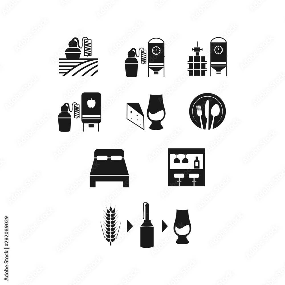 Distilling icon set Stock Vector | Adobe Stock