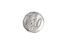 Pencil Drawing Ten Euro Cent Coin On White Background