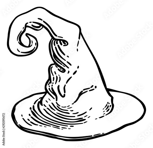 A Halloween witch hat n a v...