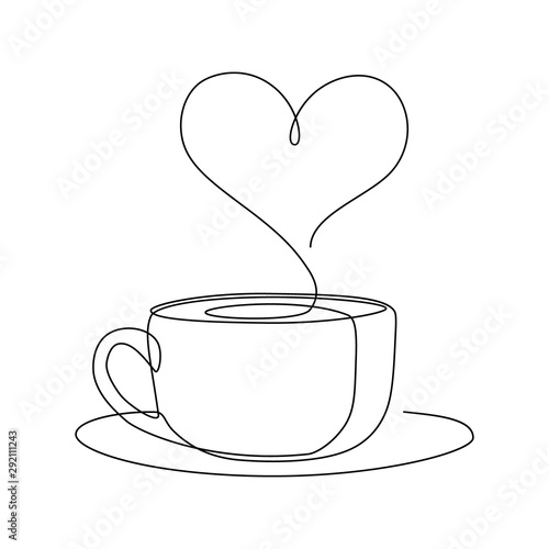 Dekoracja na wymiar  kubek-goracej-kawy-z-para-aromatyczna-w-ksztalcie-serca-w-stylu-ciaglego-rysowania-linii-czarna-linia