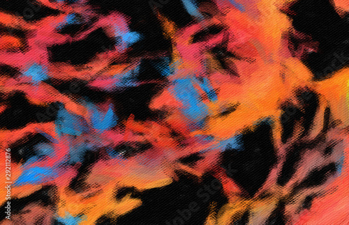 Abstract painting in oil background, splashes of paint on canvas, template fo...