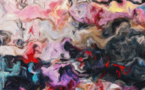 Abstract painting in oil background, splashes of paint on canvas, template fo...