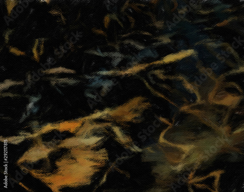 Abstract painting in oil background, splashes of paint on canvas, template fo...