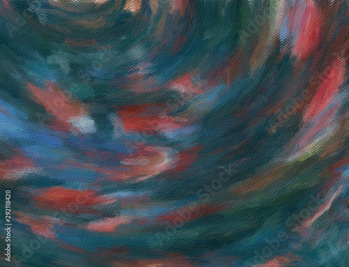 Abstract painting in oil background, splashes of paint on canvas, template fo...