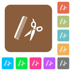 Poster - Comb and scissors rounded square flat icons