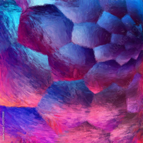 Abstract painting in oil background, splashes of paint on canvas, template fo...