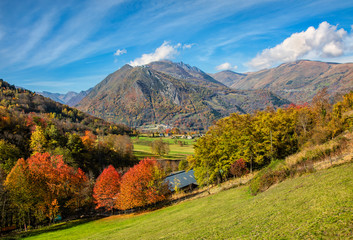 Wall Mural - Beautiful autumn landscape in Pyrenees Mountains featuring in the distance The Arbizon Massif