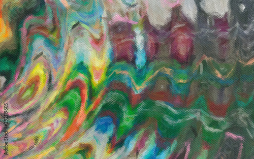 Abstract painting in oil background, splashes of paint on canvas, template fo...