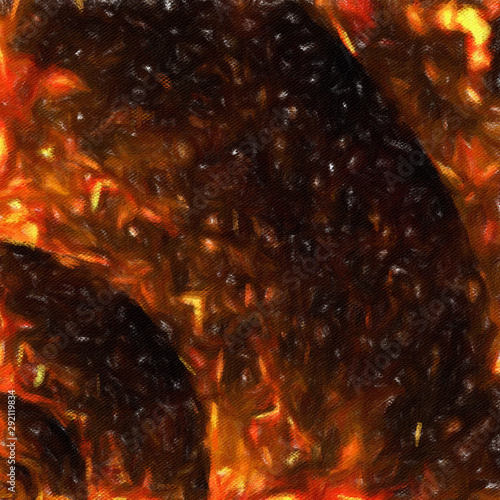 Abstract painting in oil background, splashes of paint on canvas, template fo...