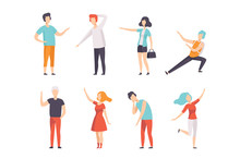 People Pointing Their Finger In Different Directions Set, Faceless Men And Women Characters Gesturing Vector Illustrations On A White Background