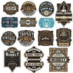 mega pack of 14 labels and banners. vector layered