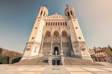 Poster - Facade of the basilica of Notre-Dame de Fourviere in Lyon, France