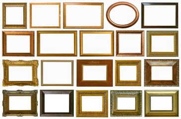 Frames paintings gold antique antiquity collection isolated museum