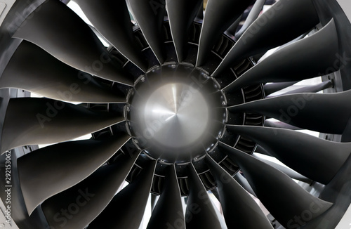Fotomural Close-up of a large jet engine turbine blades
