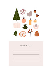 Wall Mural - Abstract trendy christmas new year winter holiday card with xmas tree