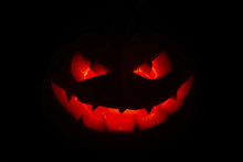Halloween - Old Jack-o-lantern On Black Background