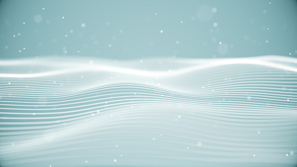 Wall Mural - light waves with particles abstract background for business presentation. digital wavy surface with 